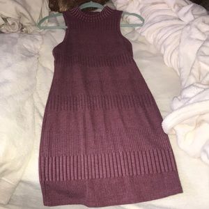 Medium length maroon sweater dress